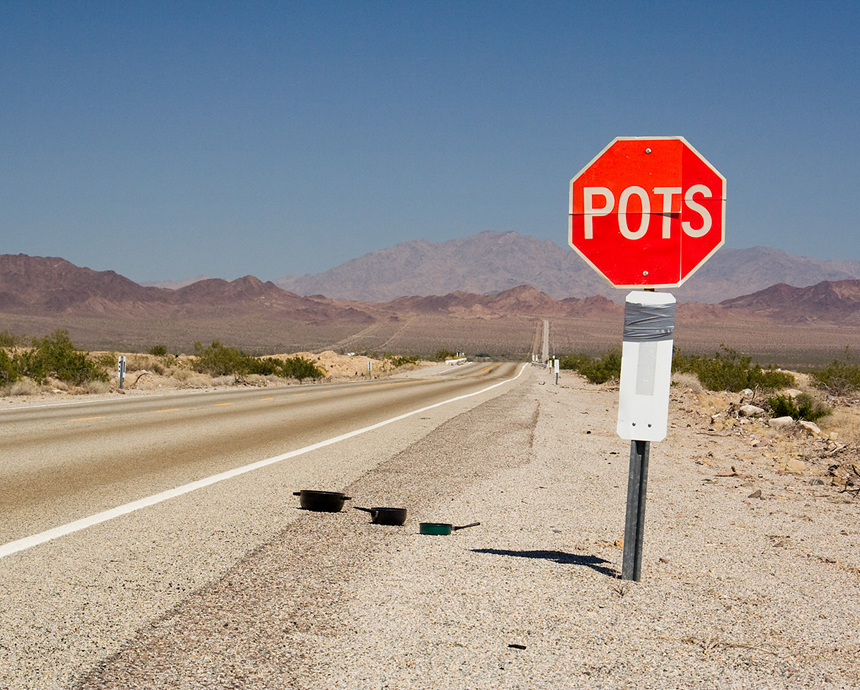 pots sign and pots on route 66