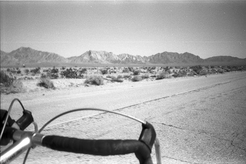 bicycle handlebar and hand on route 66