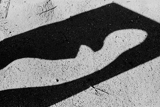 shadow of cutout on desert floor